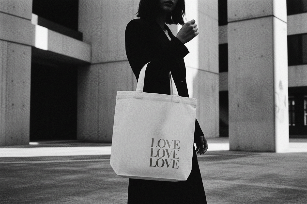 LOVE³ Tote Black and White Hero